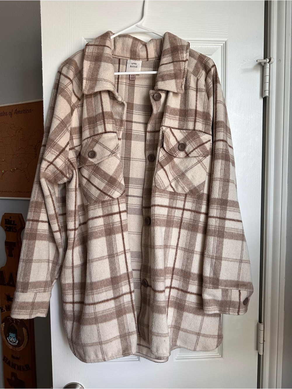 Knox Rose Cream and Brown Plaid Jackey
